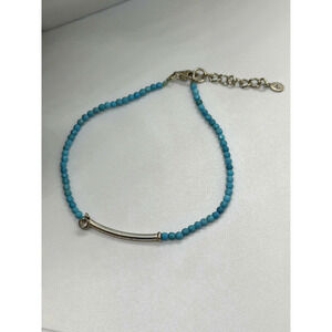 Adjustable 925 Sterling Silver Blue Turquoise Crystal Charm Bracelet